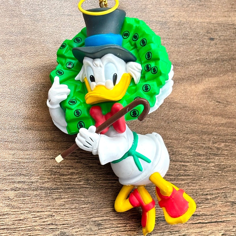 VINTAGE Disney Scrooge McDuck Money Wreath Grolier Christmas Tree Ornament 1990s